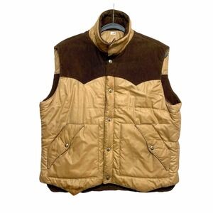 Van Cort Puffer Vest Mens Large Brown All Weather Wear Quilted Corduroy